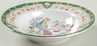 American Atelier Paradise Rim Soup Bowl, Fine China Dinnerware   Bird & Fruit Ce