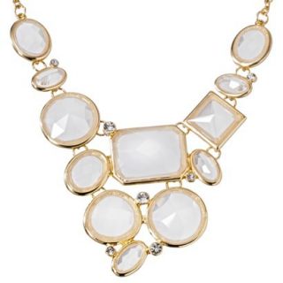 Womens Assorted Stone Plate Necklace   White