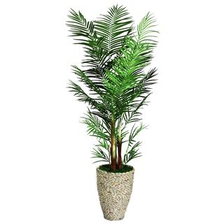 Laura Ashley 90 inch Tall Areca Palm Tree In 16 inch Fiberstone Planter