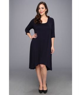 Karen Kane Plus Size 3/4 Sleeve High Low Dress Womens Dress (Navy)
