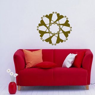 Round Patterned Ornament Interior Wall Art Vinyl Decal (Glossy brownTheme Round ornament Materials VinylIncludes One (1) wall decalEasy to apply; comes with instructions Dimensions 22 inches in diameter )