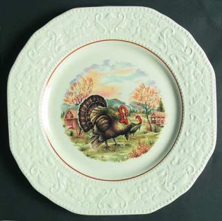 Cuthbertson Autumn Dinner Plate, Fine China Dinnerware   Turkey In Center, White