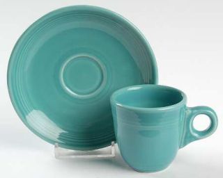 Homer Laughlin  Fiesta Turquoise (Newer) Flat Demitasse Cup & Saucer Set, Fine C