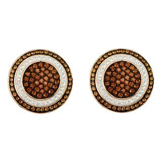 Rose & Chocolate Crystal Button Earrings, Womens