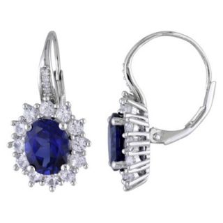 0.04 CT. T.W. Diamond Blue And White Sapphire Silver Earrings   Silver