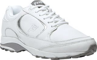 Womens Propet Journey Leather   White/Silver Lace Up Shoes