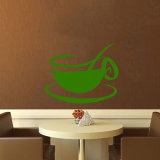 Green Cup Of Coffee Modern Wall Vinyl Decal (Glossy greenDimensions 25 inches wide x 35 inches long )