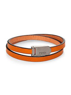 Fendi Leather Wrap Bracelet   Honey