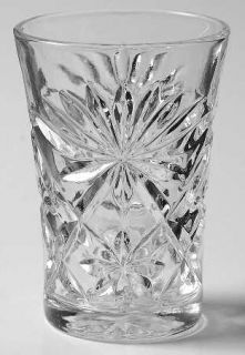Anchor Hocking Prescut Clear Flat Juice Glass   Clear, Pressed Star, Fan Design
