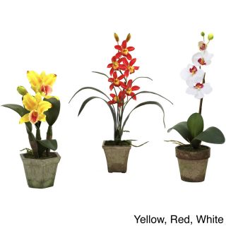 Nearly Natural Potted Orchid Mix Decorative Plants (set Of 3)