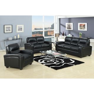 Duncan 2 piece Black Leather Modern Sofa Set