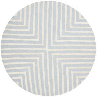 Handmade Cambridge Moroccan Light Blue Wool Rug With Cotton Canvas Backing