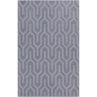 Hand crafted Lavender Grey Aztec Geometric Wool Rug (5 X 8)