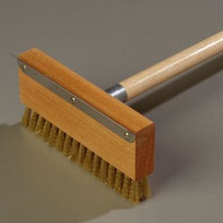 Carlisle 42 Oven Brush & Scraper   Crimped Brass Wire Bristles, Stainless/Wood