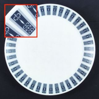 Noritake Pacific Dinner Plate, Fine China Dinnerware   Blue/White Panel Decor, C