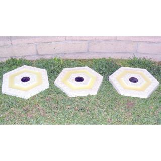 Homebrite Solar Power Hexagon White Wash Stepping Stones   Set of 3   30841/3