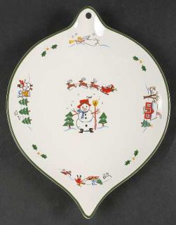 Pfaltzgraff Snow Village Ornament Cookie Plate, Fine China Dinnerware   Snowman,
