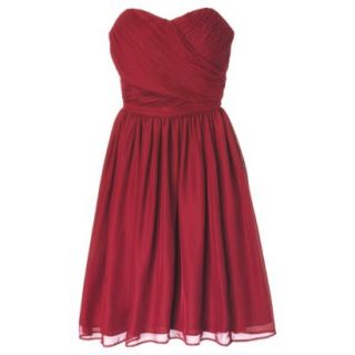 TEVOLIO Womens Chiffon Strapless Pleated Dress   Stoplight Red   12