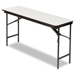 Iceberg Premium Rectangular 60 inch Folding Table (Grey and brownFull length steel support skirtWeight capacity 300 poundsDimensions 60 inches wide x 18 inches deep x 29 inches high Model No ICE55277 )