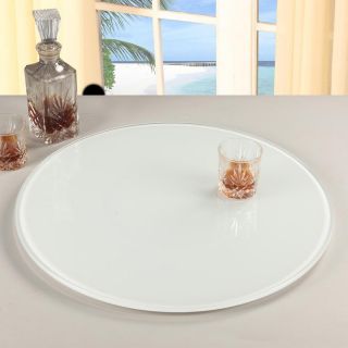 Chintaly 24 in. Glass Lazy Susan   White   LAZY SUSAN 24 WHT