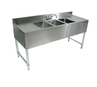 John Boos Underbar Sink   (3)10x14x10 Bowls, 2 Drainboards, 96x21, 18 ga Stainless