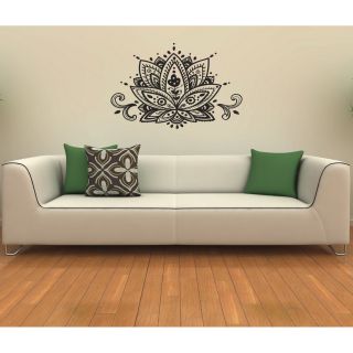 Lotus Flower Vinyl Wall Decal (Glossy blackEasy to applyDimensions 25 inches wide x 35 inches long )