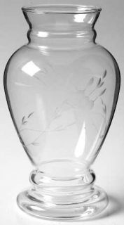 Princess House Crystal Heritage Footed Vase   Gray Cut Floral Design,Clear