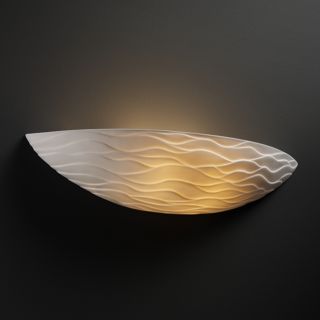 2 light Rounded Wave Impression Porcelain Wall Sconce