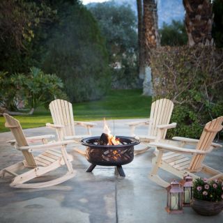 Coral Coast Adirondack Rocking Chair Conversation Set with Fire Pit Multicolor  