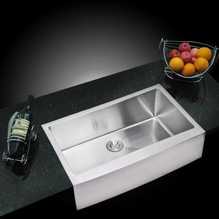 Water Creation Corner Radius Single Bowl Stainless Steel Handmade Apron Front Kitchen Sink
