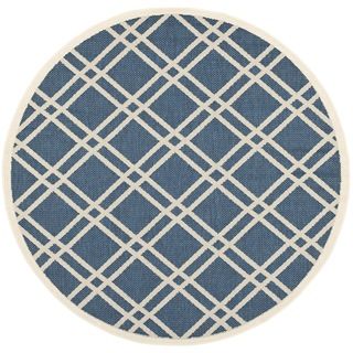 Safavieh Indoor/ Outdoor Courtyard Navy/ Beige Polypropylene Rug (4 Round)