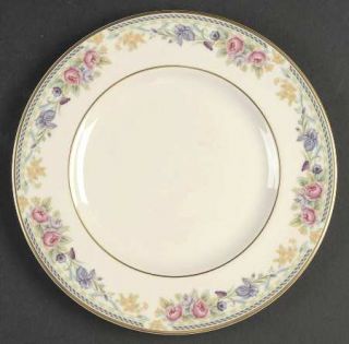 Royal Doulton Eleanor Salad Plate, Fine China Dinnerware   Pink Roses,Purple&Yel