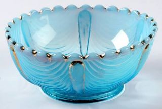 Northwood Drapery Blue Opalescent 4 Berry Bowl   Swag Design,Blue Opalescence,G