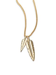 Feather Long Necklace   Gold
