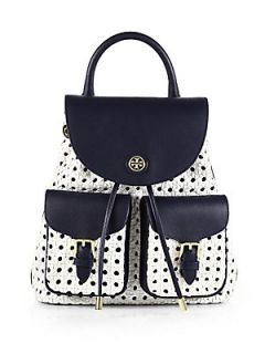 Tory Burch Robinson Basket Weave Backpack   White Tory Navy