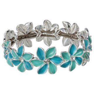 Lonna & Lilly Enamel Flower Stretch Bracelet   Turquoise/Silver