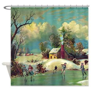  Vintage American Winter Life Shower Curtain  Use code FREECART at Checkout