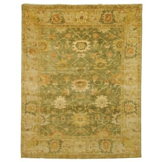 Safavieh Hand knotted Oushak Green/ Beige Wool Rug (9 X 12)