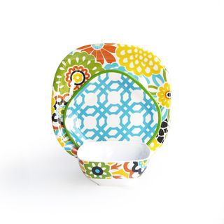 Waverly Button Blooms Confetti 12 piece Dinnerware Set