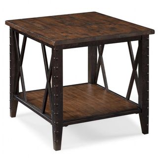 Fleming Wood And Metal Rectangular End Table