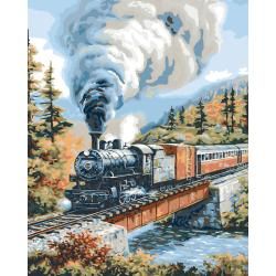 Plaid Steam Locomotives Paint by number Kit (16x20) (20 inches high x 16 inches wideTheme Steam LocomotivesBrand PlaidModel 216 21709Kit includes Acrylic paint, pre printed textured art board, paintbrush, trilingual instructions, color chart Materials