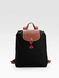 Longchamp Personalized Le Pliage Backpack   Black