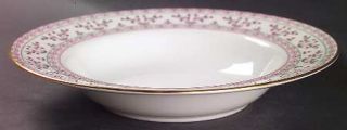 Royal Crown Derby Brittany Rim Soup Bowl, Fine China Dinnerware   Red&Green Geom
