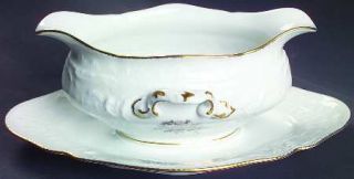 Rosenthal   Continental Grey Rose Gravy Boat with Attached Underplate, Fine Chin