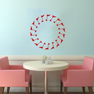 Musical Notes In A Circle Red Vinyl Wall Decal (Glossy redEasy to apply; instructions includedDimensions 25 inches wide x 35 inches long )