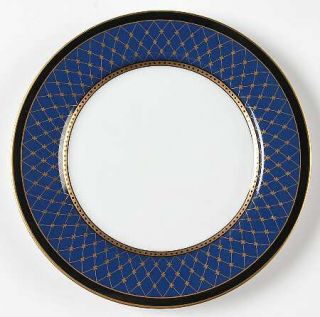 Fitz & Floyd Chaumont Lapis Blue Salad Plate, Fine China Dinnerware   Gold Net O