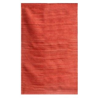Flat weave Red/ Orange Solid Pattern Wool Rug (5 X 8)
