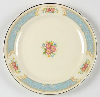 Edwin Knowles 82681 Salad Plate, Fine China Dinnerware   Blue Border, Floral Bor