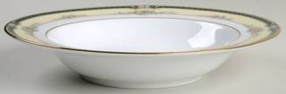 Noritake Darnell Large Rim Soup Bowl, Fine China Dinnerware   Green Band, Floral