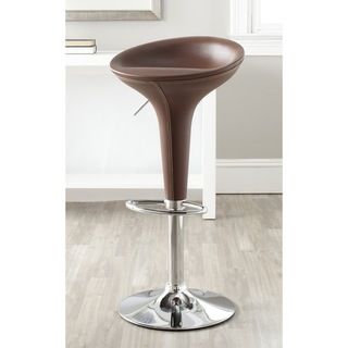 Safavieh Shedrack Brown Adjustable Height Swivel Bar Stool (BrownMaterials Plastic and Chrome SteelSeat dimensions 17.5 inches wide x inches deepSeat height 23.2 31.7 inchesDimensions 26.4 34.8 inches high x 17.5 inches wide x 15.8 inches deepThis pro